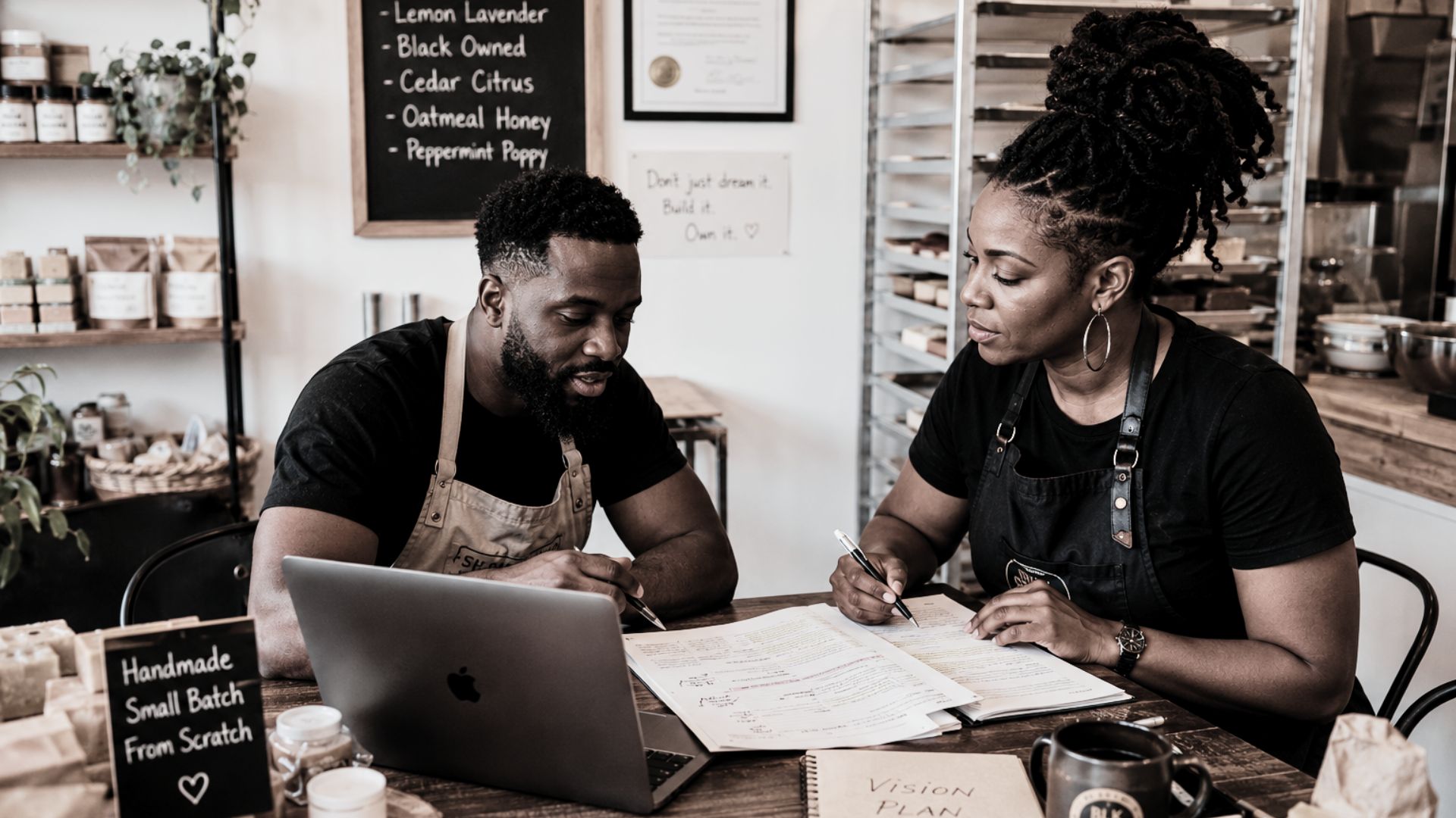 Business founders reviewing capital strategy documents